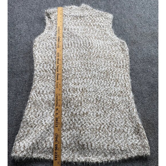 Marleylilly Vest Womens XS-M Ivory Brown Heather Soft Open Front Hippie Boho - Picture 7 of 11